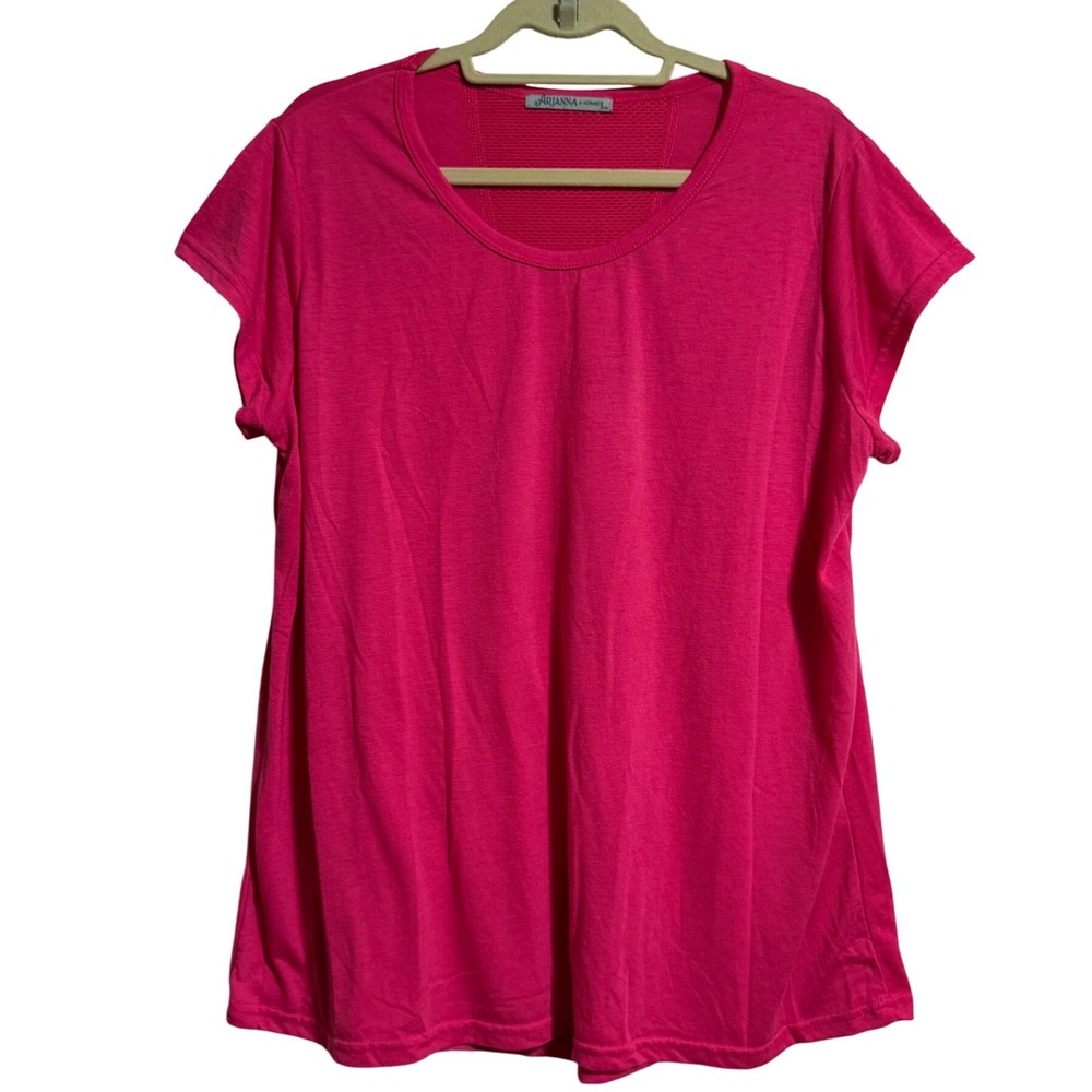 Arianna by Howard's Womens Pink Mesh Back‎ Athletic Top S/M Short Sleeve Gym